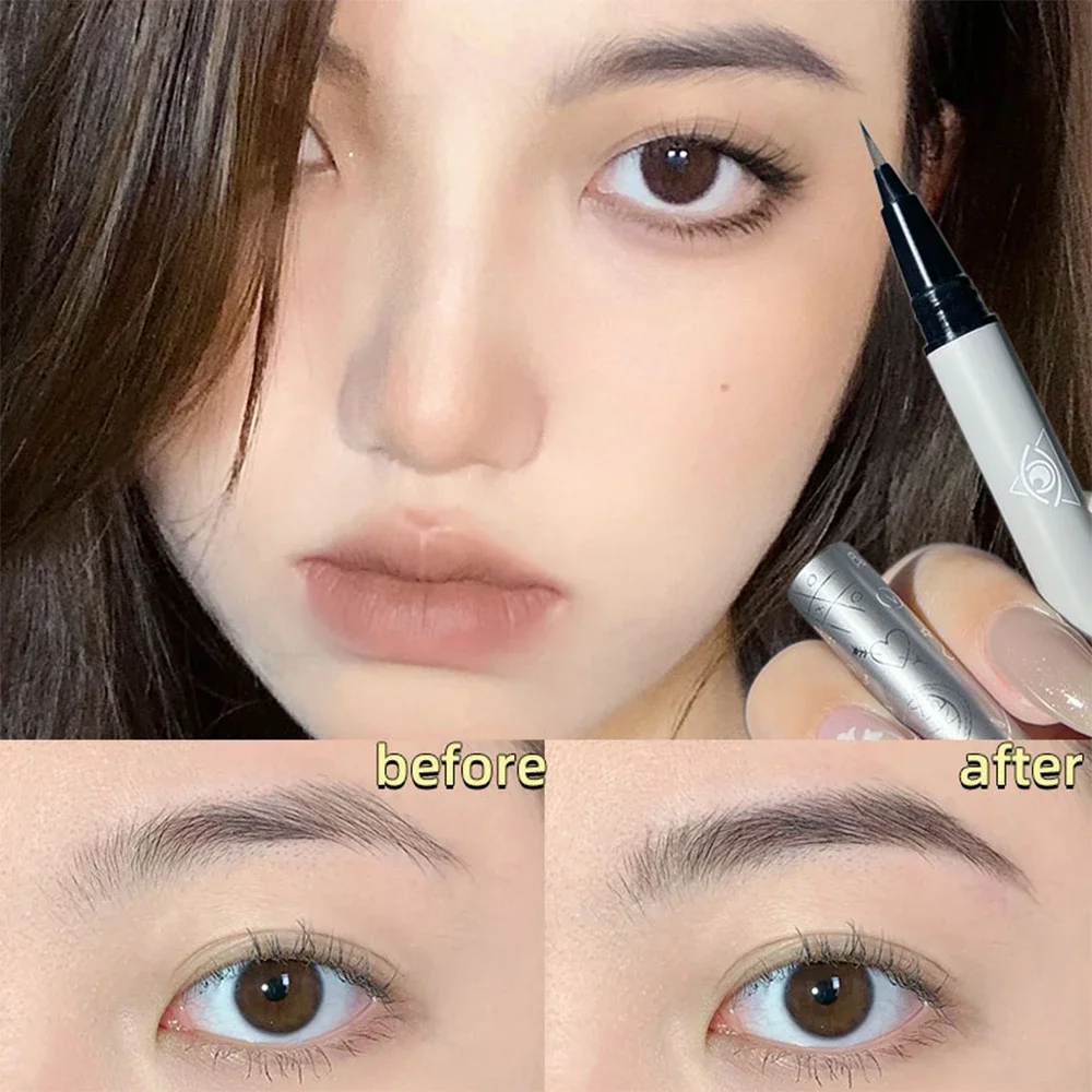 Lasting Liquid ดินสอเขียนคิ้ว Ultra Fine กันน้ำกันน้ำโกหก Silkworm อายไลเนอร์วาด Brows Eye เครื่องสำอางค์ Peralatan Rias