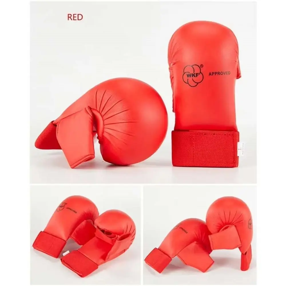 Half Finger Karate Gloves Thumb Protection Practice Training Boxing Gloves PU Leather Thickened Karate Hand Guard Adult