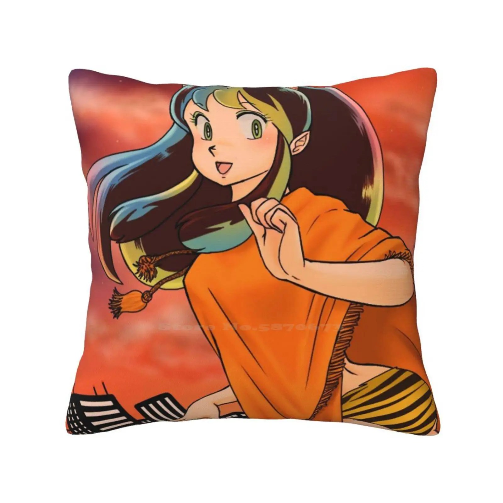 Yatsura Urusei Throw Cushion Pillow Cover Lamu Lum Manga Anime 80s 90s Rumiko Takahashi Inuyasha Cute Kawaii Urusei Yatsura