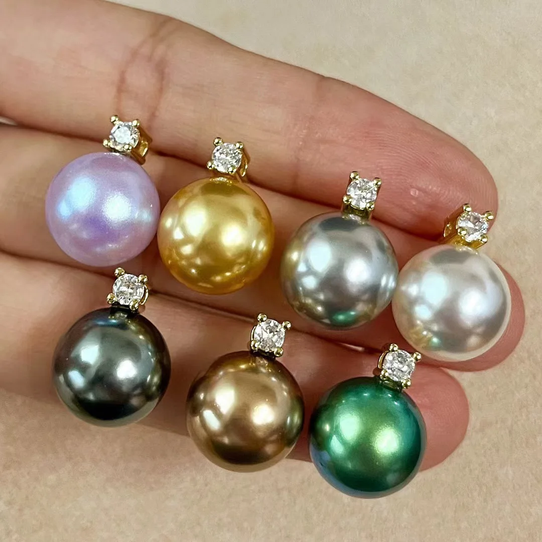 

New retro Princess Diana Shijia high-quality Australian white seawater shell pearl stud earrings