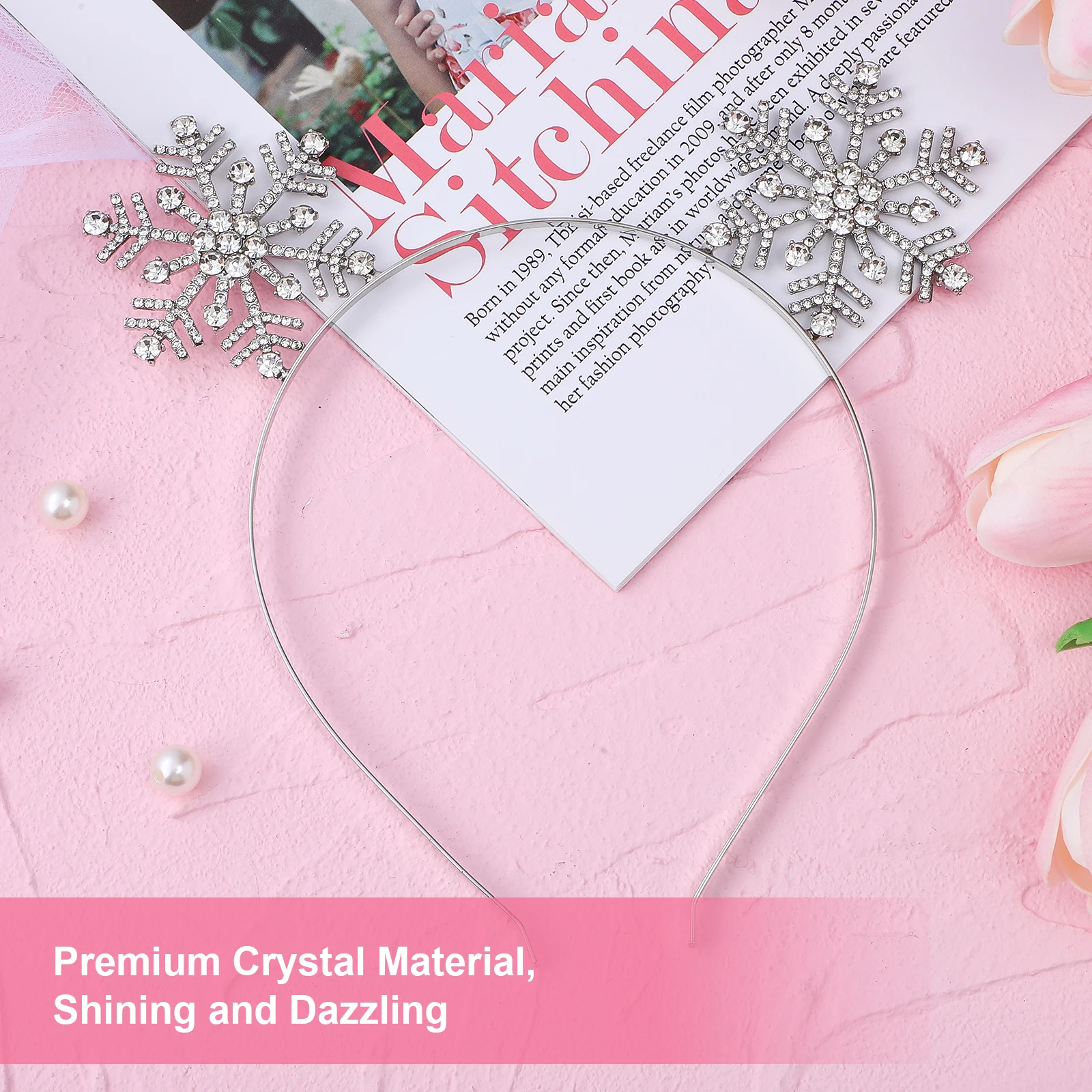 

3pcs Snowflake Headband Holiday Christmas Hair Accessories Women Sparkling Rhinestone Alloy Hairbands Elegant Comfortable Party