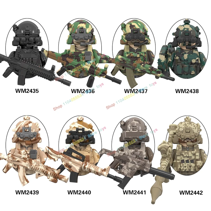 KT1037 WM6147 Modern Heavily Armed Engineering Melee Assault Soldier Commander Signal Corps Model Blocks MOC Bricks Set Toys