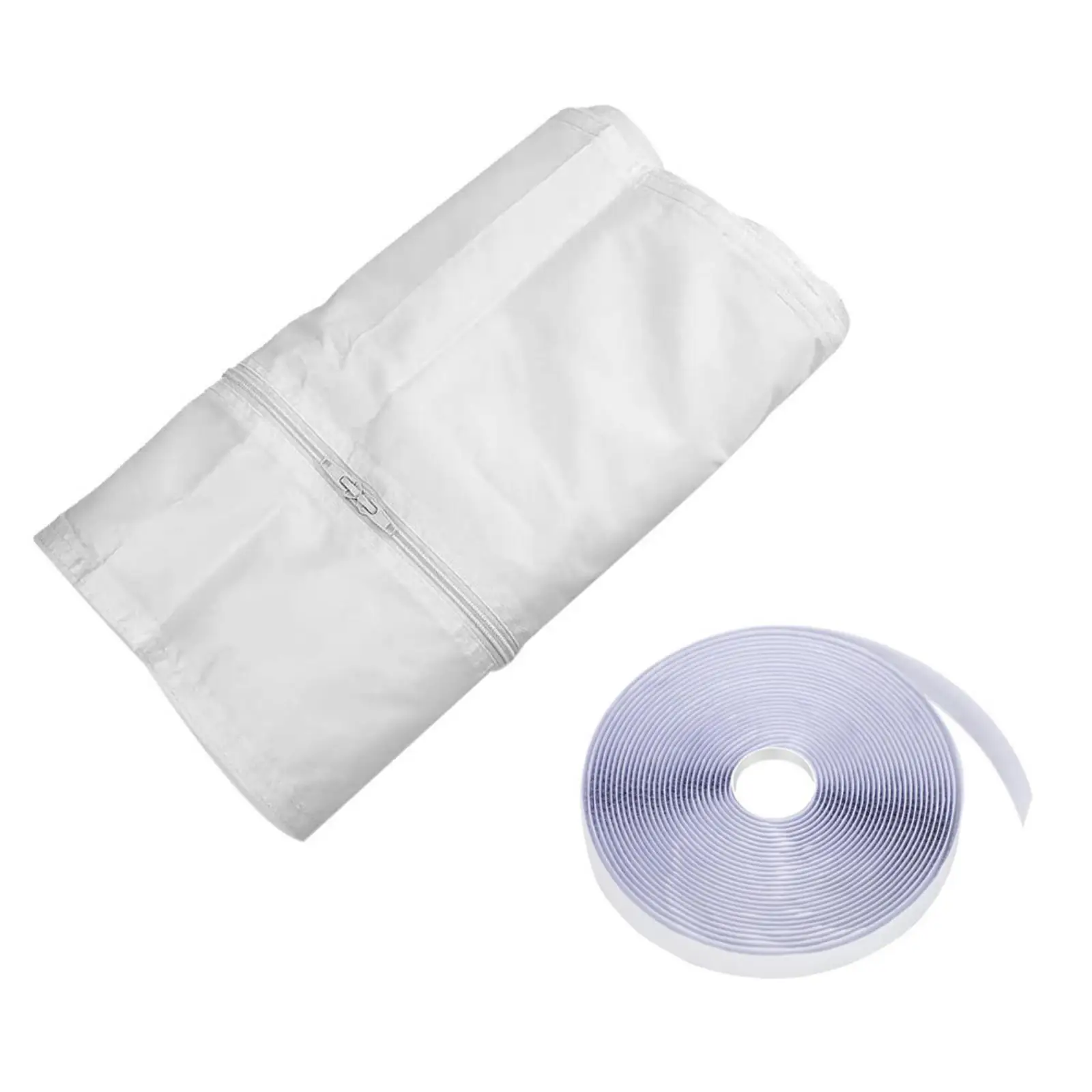 Picture 3: Portable Air Conditioner Window Barrier Easy to Install Window Sealing Cloth with Zipper No-Tool for Renters, Push-Style Window