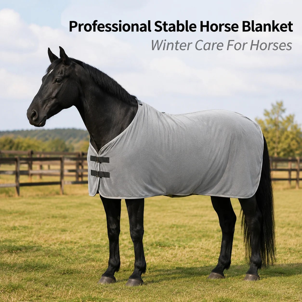 プロ仕様の安定した馬用ブランケット、冬用暖かいフリース製馬用ラグ、調節可能なバックル付き、馬のトレーニングとケア用カバー