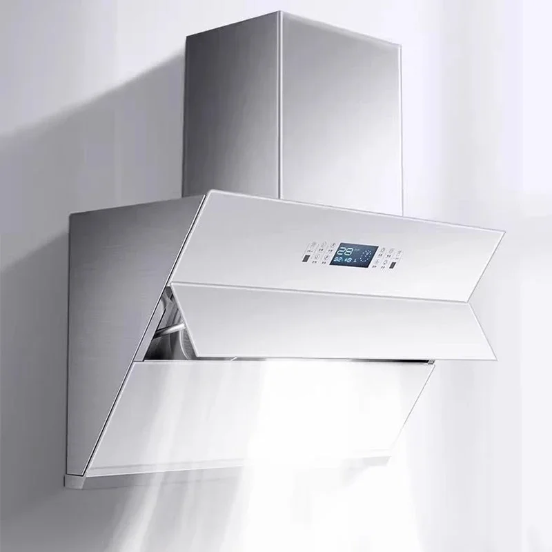 

New White Side Suction Range Hood Frequency Conversion Fierce Fire Gas Stove Hood Stove Disinfection Cabinet Set 900*350*486mm