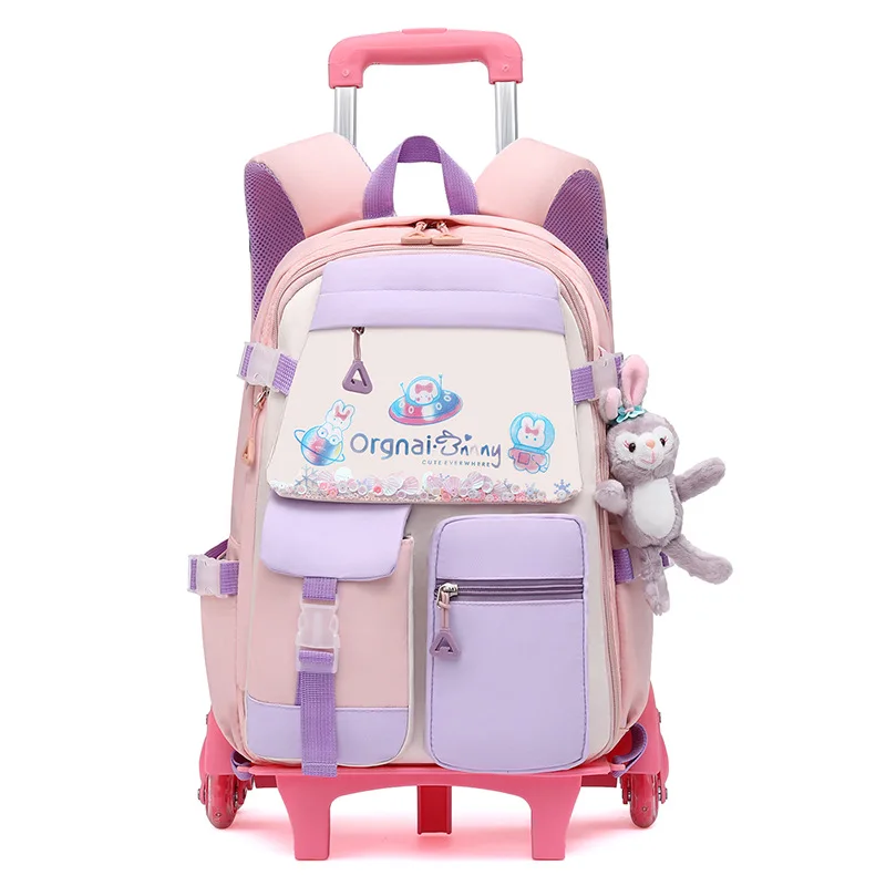 Kinderen Wielen Schooltassen Voor Meisjes Mochila Kids Rugzakken Met Wiel Trolley Bagage Rugzak Rugzak Rugzak Schooltassen