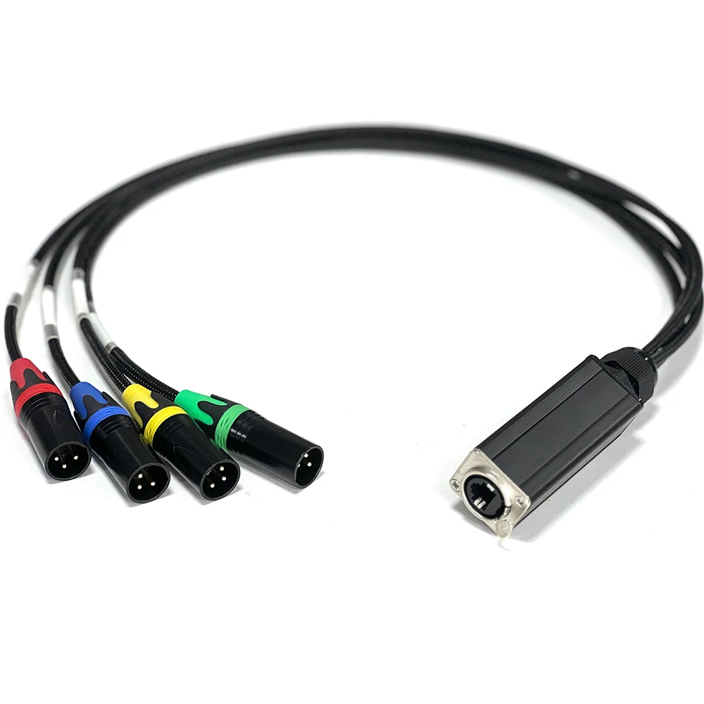 RJ45 Female Plug to 4 Channel 3 Pin XLR Male and Female  Connector Adapter Snake Cable