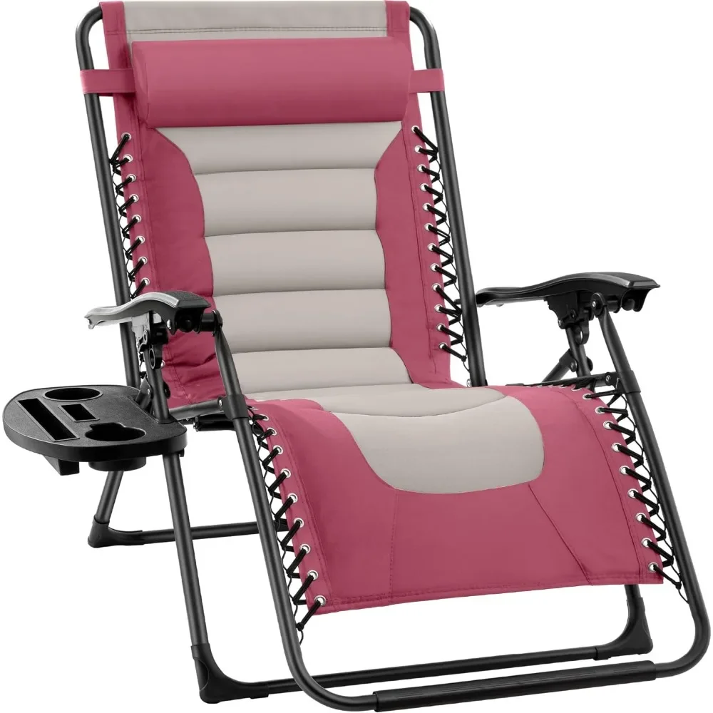 

Outdoor Chair Set of 2, XL Anti Gravity Lounger for Backyard with Headrest, Cup Holder, Side Tray, Polyester Mesh, Garden Chair