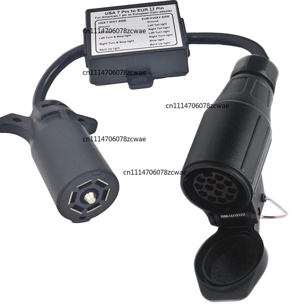 7 Pin US to 13 Pin EU Trailer Tail Light Converter, Separate Brake Signal Wiring, Trailer Towing Harness Connector