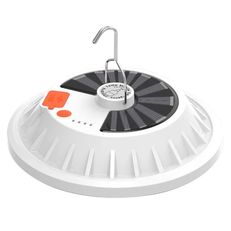 Solar Flying Saucer Light USB Rechargeable LED Camping Lamp Outdoor Emergency Lighting Portable Lanterns with Remote Control