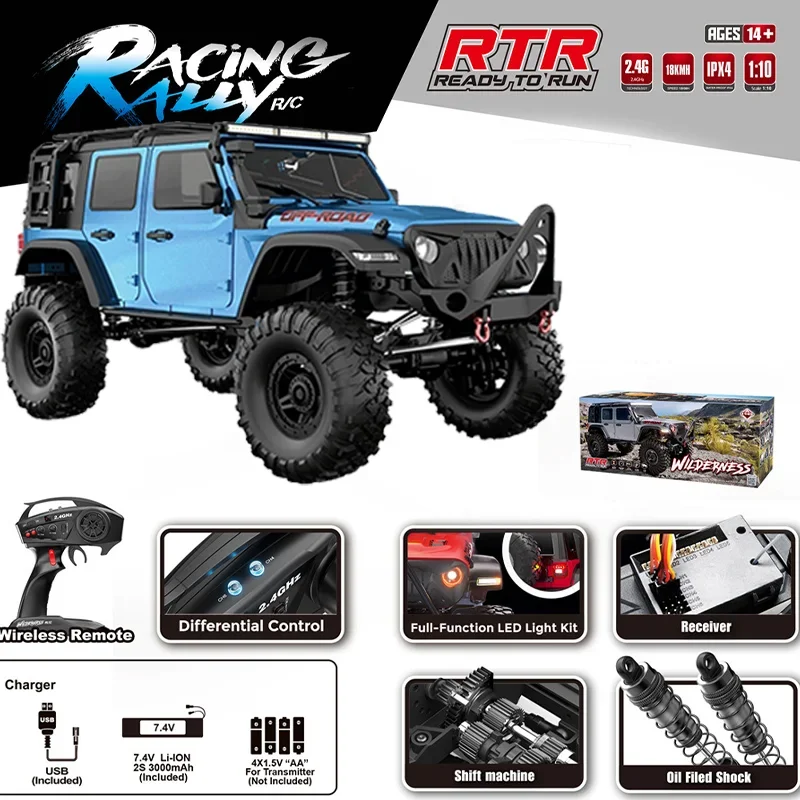 

1/10 RC Car R1011 RTR 2.4G 4WD Off-Road Climbing Truck Crawler with LED Light Remote Control Vehicles Model Toys Boys Kids Gift