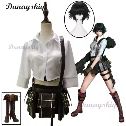 Lady Cosplay DMC3:DA Costume Wig Mary Ann Skirt Devil Hunter May Cry Women Wig Halloween Carnival Anime Game Roleplay Uniform