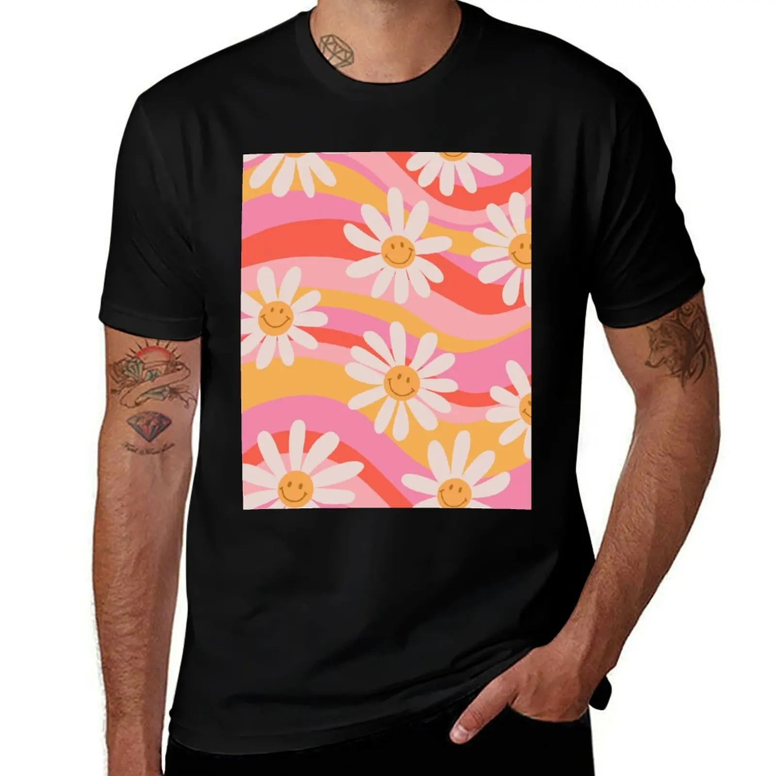 

Wavy Daisies T-Shirt Casual Loose Fit Short Sleeve T-Shirt