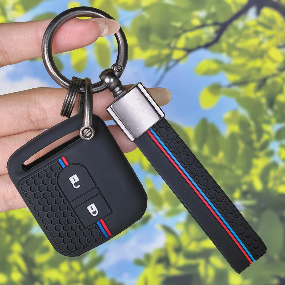 Non‑Slip Sport Fob Cover With Keychain For Nissan Tiida X‑Trail Navara Qashqai J10 Pathfinder Primera P12 2‑Button Silicone Case