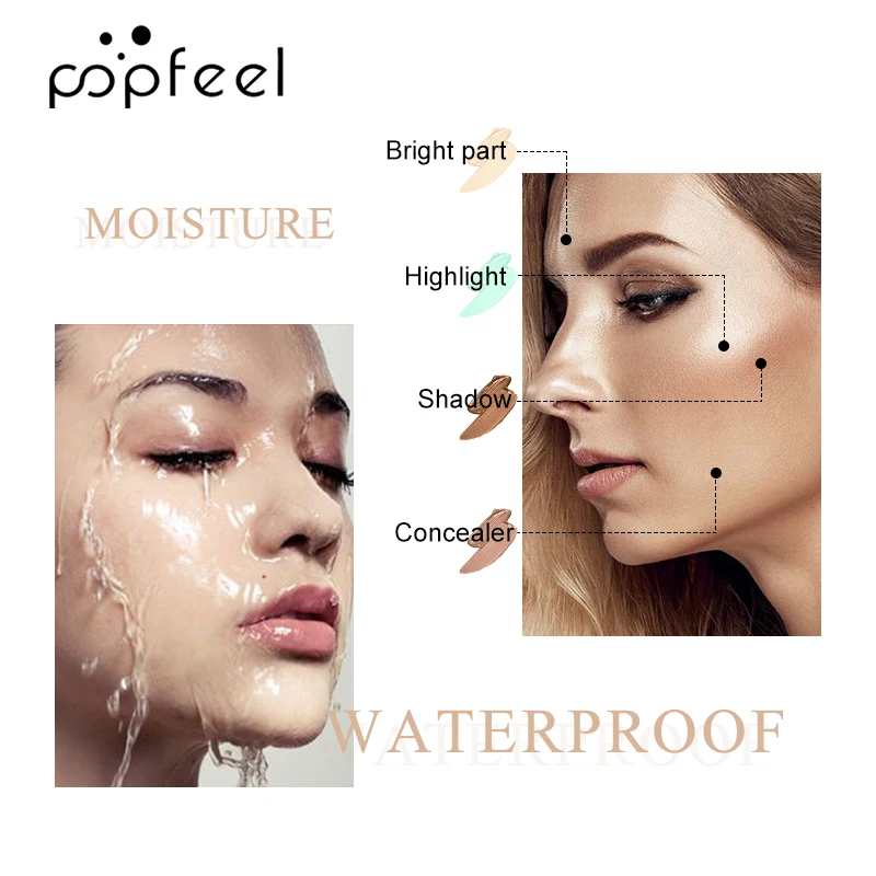 POPFEEL-أساس سائل مقاوم للماء ، كونسيلر ، عيوب ، علامات حب الشباب ، الهالات السوداء ، الوشم ، الندبات