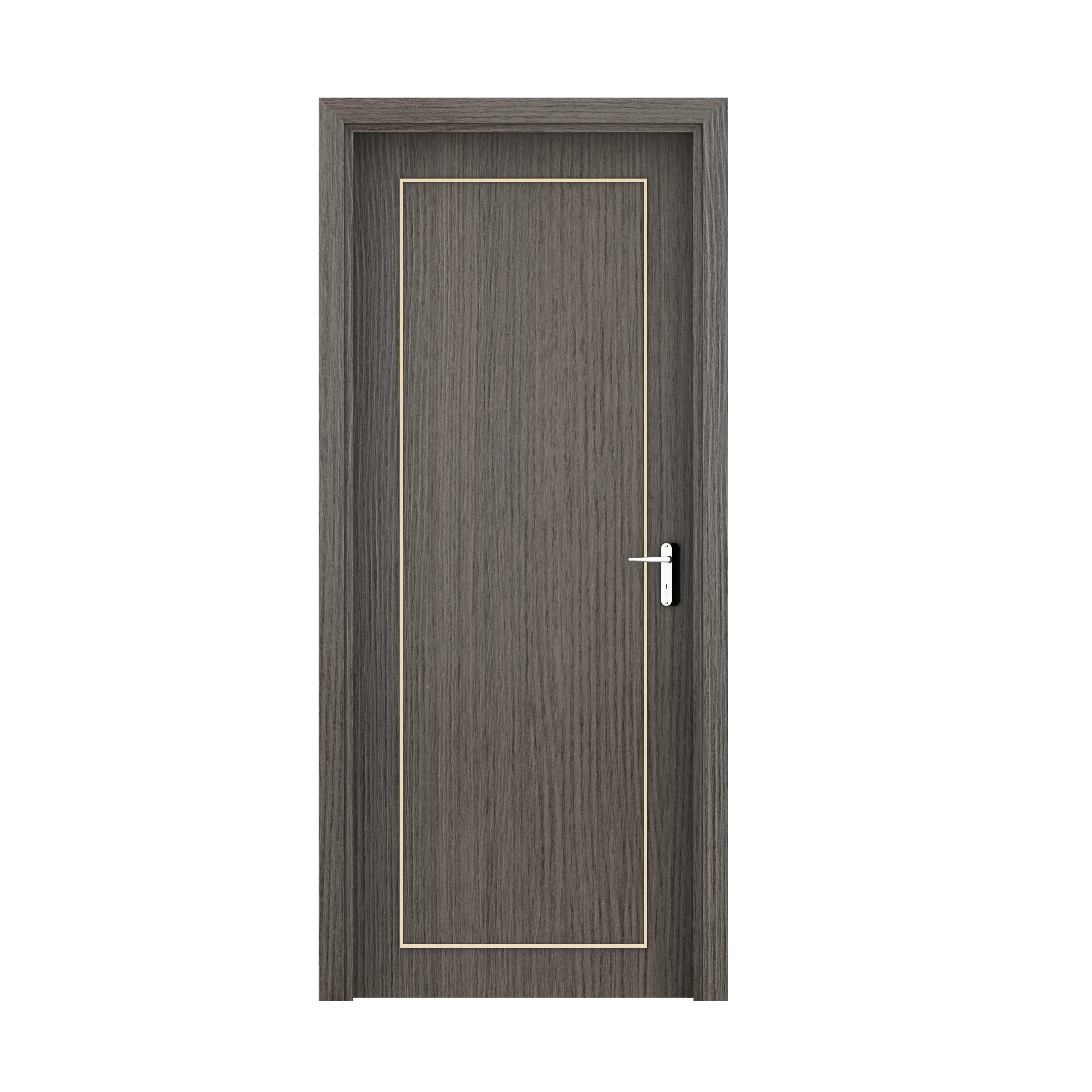 Latest design customized security Interior wooden door with metal strip modern solid wood doors