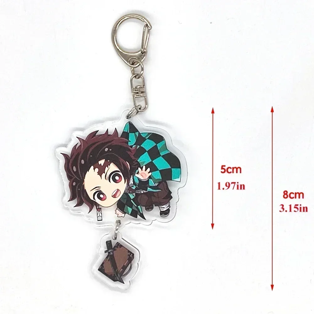 Anime Keychains Demon Slayer Keychain Tanjirou Kamado Nezuko Tomioka Giyuu Kimetsu No Yaiba Acrylic Key Ring Cute Funny Cartoon