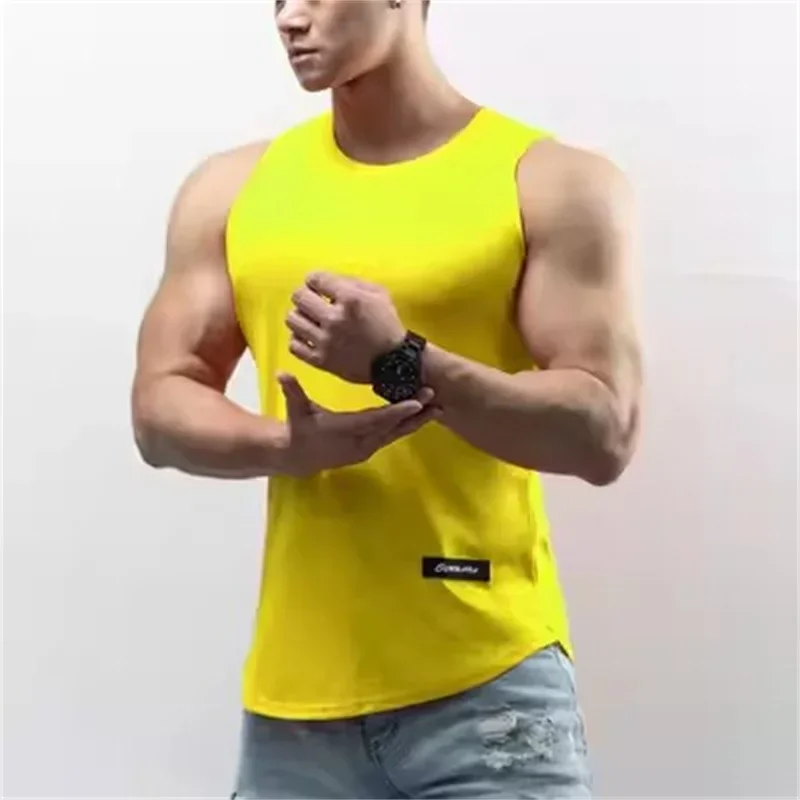 new gym Training Tank Top Men\'s Sports T-shirt Summer Thin Mesh Breathable Fitness Running vest Quick Drying Sleeveless Tops