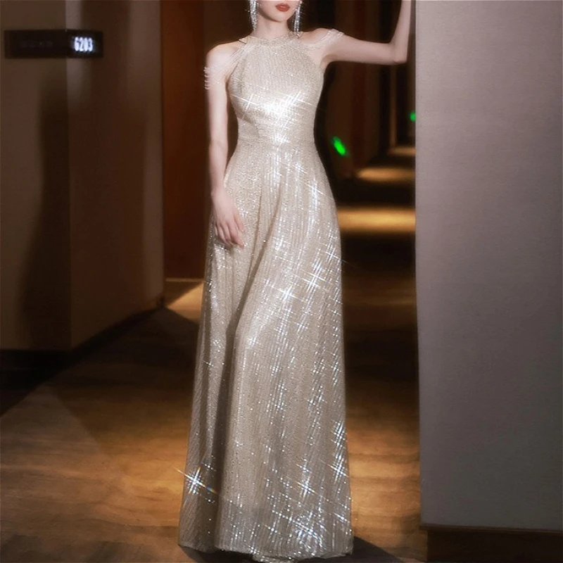 

Floor Length Dress Women Dresses Tassel Sequins Vestidos Y2k Streetwear Sleeveless Sexy Evening Elegant Party Night Gown 2026