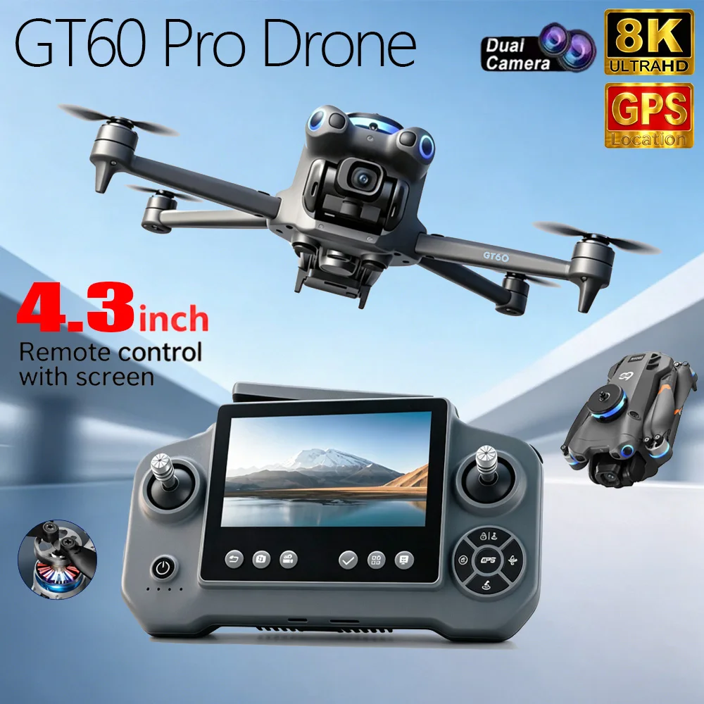 Drone GT60 Pro 4K/8K Professional 5G GPS HD Dual Camera Photography Brushless Foldable Quadcopters RC Distance 1.2KM Drones Toys