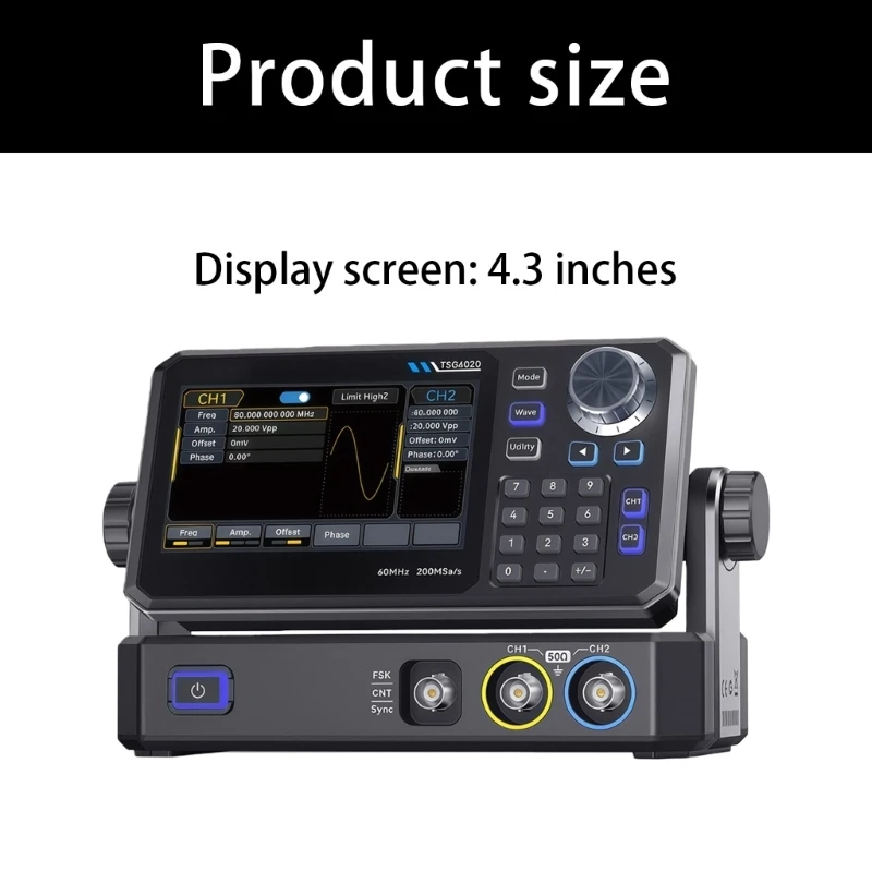  TSG6020 TSG3020 60/30MHz Double Channel Function Signals Generator 200MSa/s 14 Bit 4.3in Touch Display for Electronic Testing