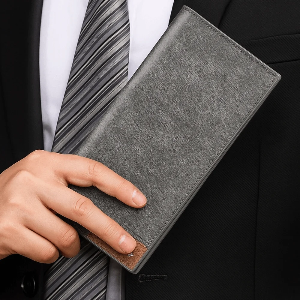 

Elegant Male Long Zipper Wallet England Style Large Capacity Business Clutch Bag Multi Card Slot Anti Theft ID Card Holder Gift