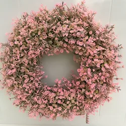45cm Artificial Babysbreath Wreath Garland for Wedding Decoration Home Party DIY Wall Hanging Front Door Decoration