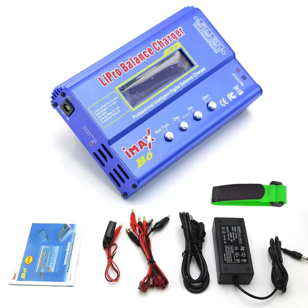 IMAX B6 80W B6 Charger Balance Charger Digital LCD Screen Li-ion LiFe Nimh Nicd PB Lipo Battery Discharger+ AC Power 12V 5A Adap