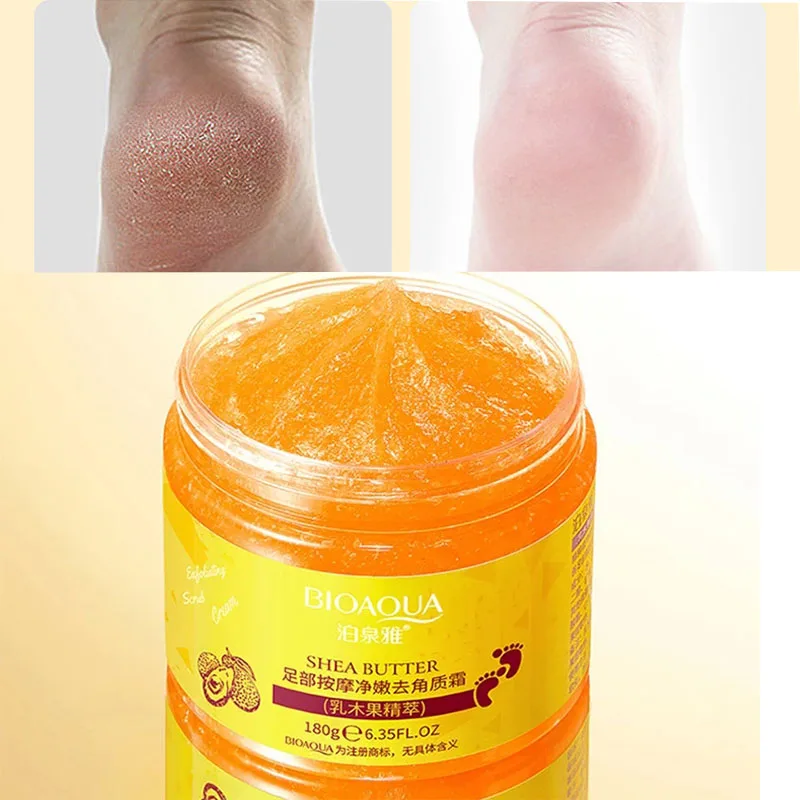 BIOAQUA Shea Butter Foot Exfoliating Cream Moisturizing Remove Dead Skin Exfoliant Feet Pedicure Cream Foot Care Exfoliator