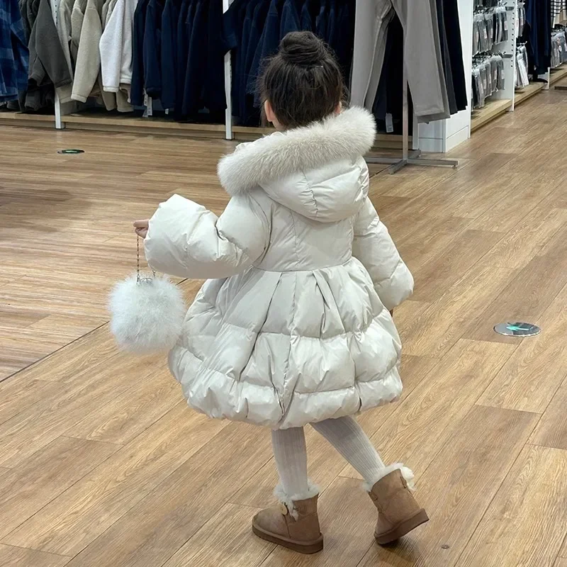 2025 Winter Girls Fashion Thick Warm Hooded Parkas Kids Children Coat Outerwear Two Colors