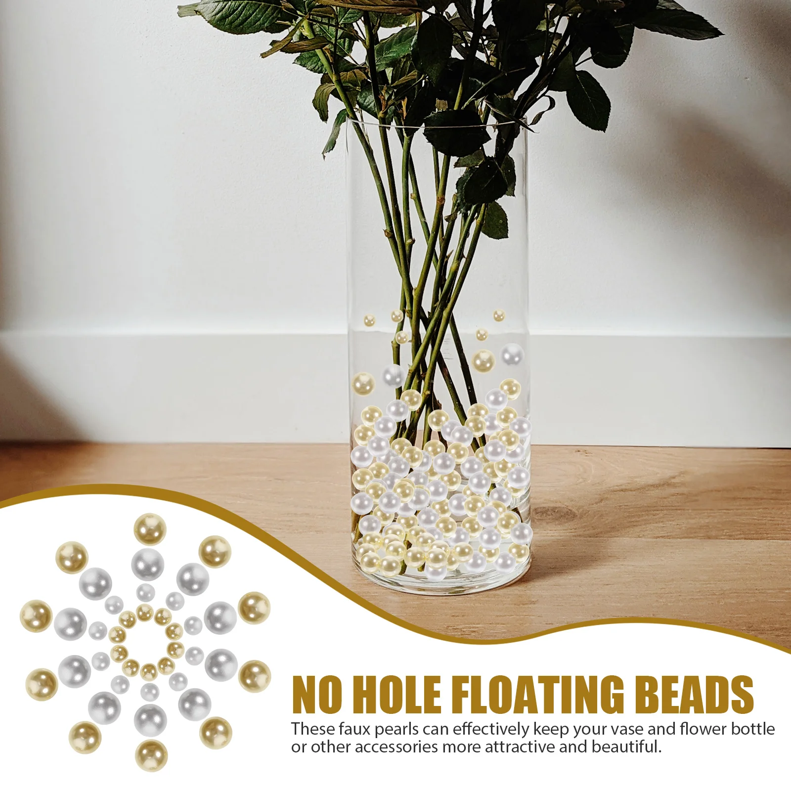 

300 Pcs Pearl Vase Filler Decorative Imitation Floating Beads for Crafts Centerpieces Wedding Anniversary Gifts