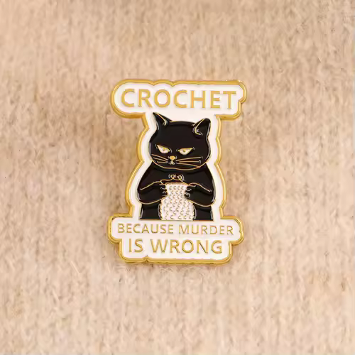 Cartoon Black Cat Crochet Enamel Pin Animal Badges on Backpack Brooches for Women Metal Lapel Pins Cosplay Accessories Toys Gift - Image 3