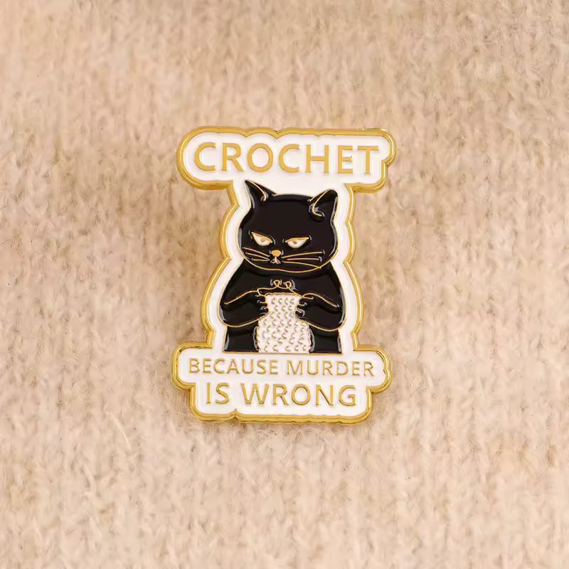 Cartoon Black Cat Crochet Enamel Pin Animal Badges on Backpack Brooches for Women Metal Lapel Pins Cosplay Accessories Toys Gift - Image 3