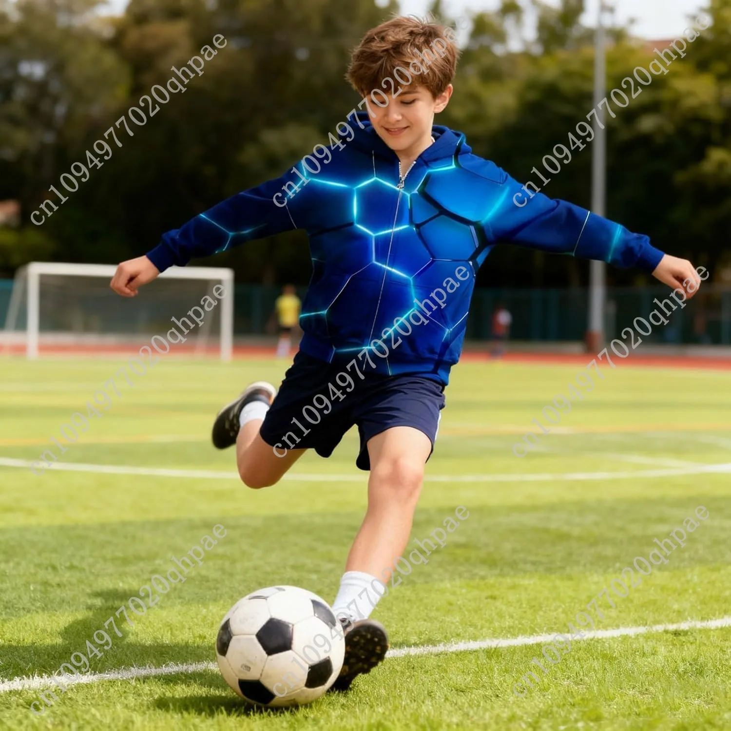 6-14T بنين بنات زمم هوديس بلوزات 3D مطبوعة بارد السترة مع جيوب #2