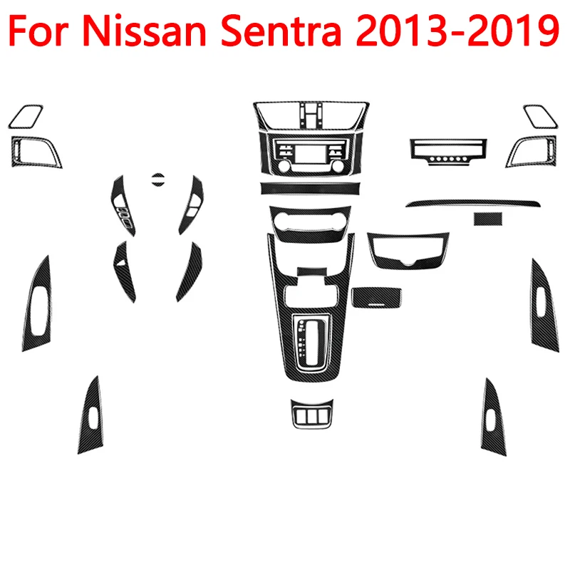 Carbon Fiber Interior Decorative Accessories Car Black Stickers For Nissan Sentra 2013 2014 2015 2016 2017-2019