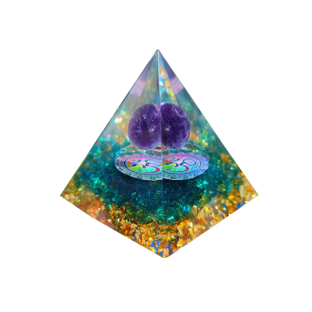 Handmade Orgonite Pyramid Crystal Stone Orgone Energy Healing Stone Resin Gift