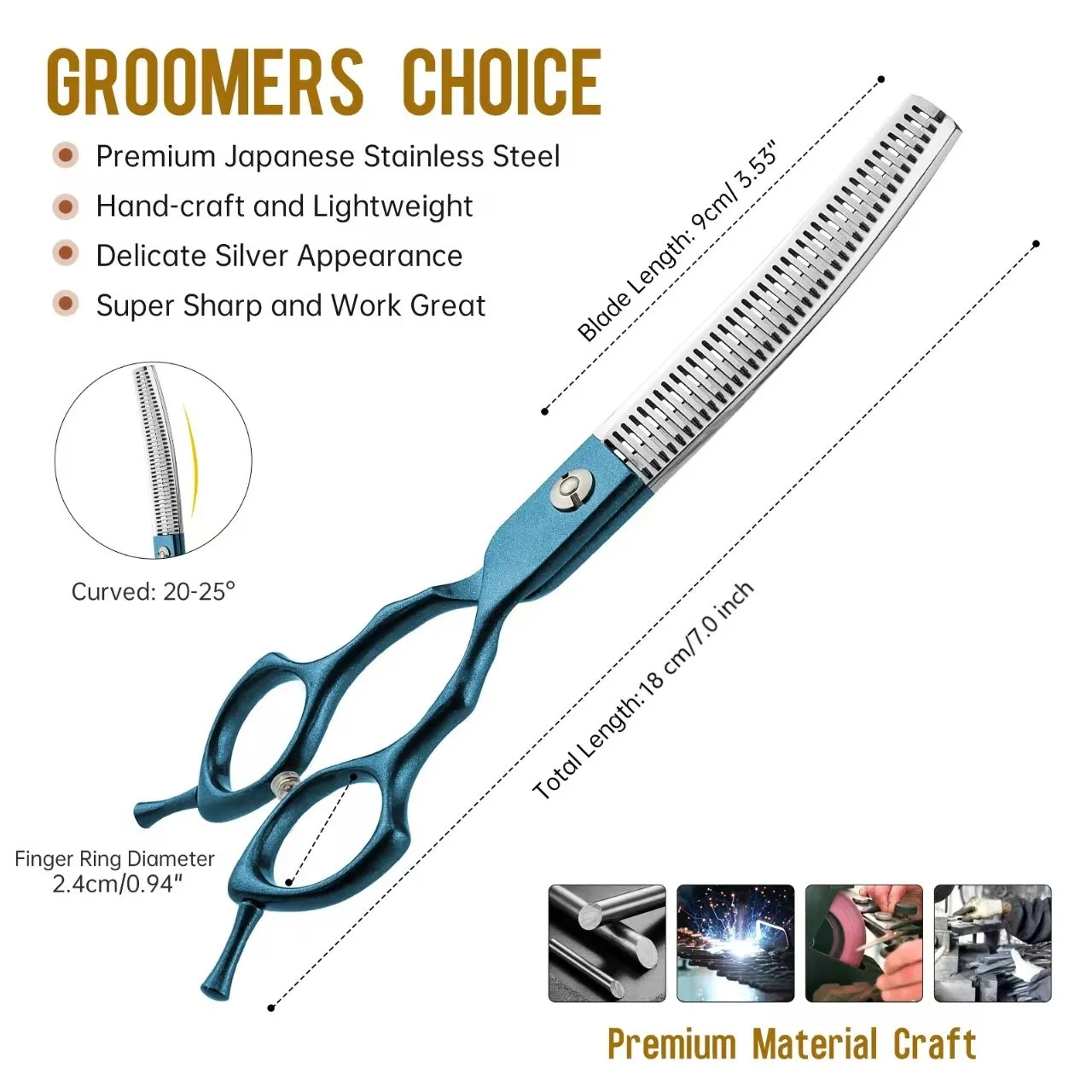 7inch Curved Chunkers Shears Stainless Steel Dog Grooming Scissors, Special Designed Pet scissors