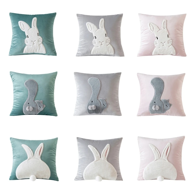 

Rabbit Pillow Cover 45x45cm Square Decorative Sofa Couch Decoration Gift Dropship