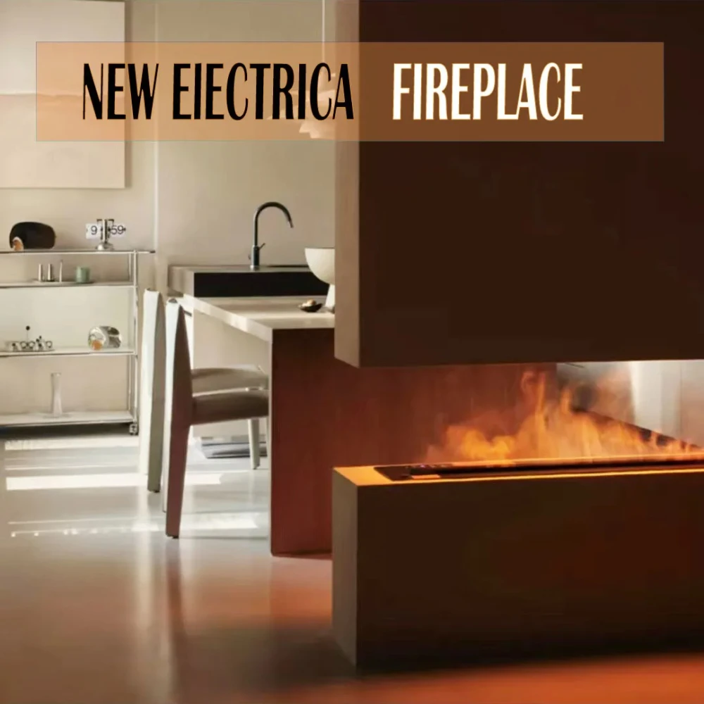 No-Mess Water Vapor Electric Fireplace: Realistic Flame, Zero Maintenance, Adjustable Brightness,Control Via Tuya App & Remote