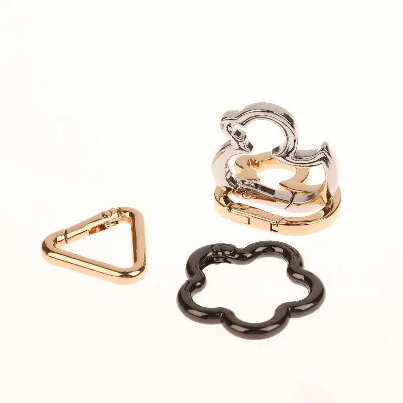 5Pcs Star Duck Flower Shape Spring Ring Open Buckle Carabiner Snap Clip For Leather Bag Handbag Belt Strap Connector