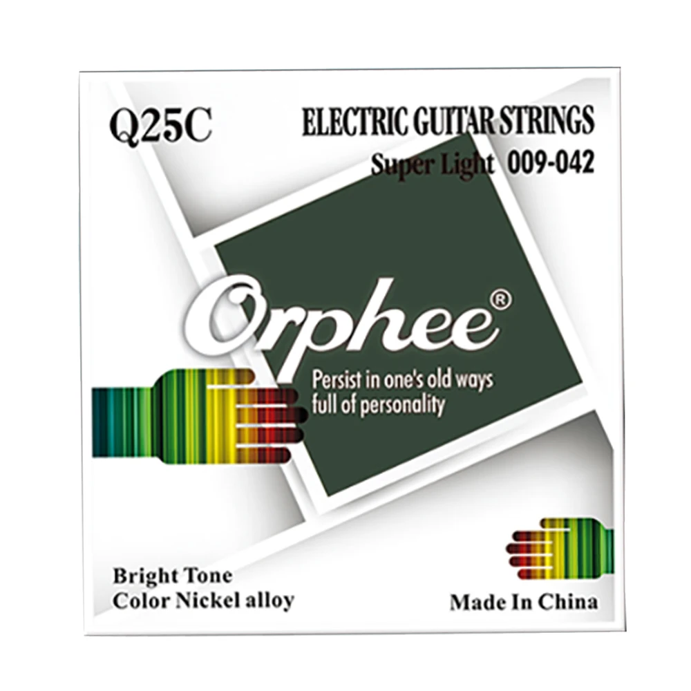 

Orphee Colorful Electric Guitar Strings Q25C Series Nickel Alloy Super Light Electric Guitarra Strings Set