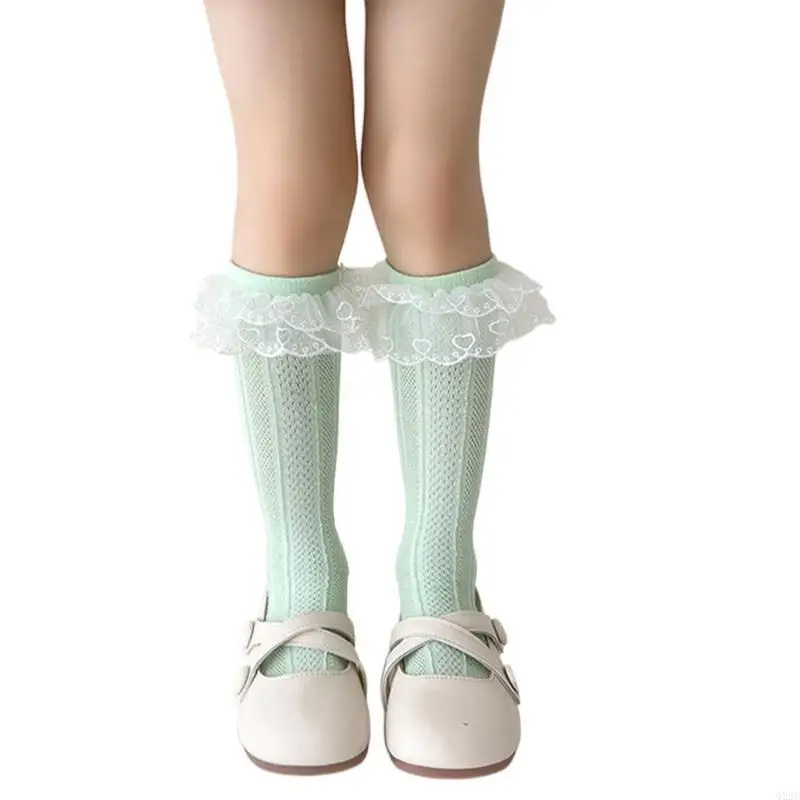 

Q22D Bowknot High Boot Socks Calf Socks for Teen Girls Long Leg Cover Long Knee High Stockings Child Socks Ankle Heap Sock