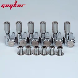 1 Set GUYKER 6 In-line Machine Heads No Screws 1:18 Vertical Cylindrical Handl Shank Locking Tuning Key Pegs Tuners Three Colors