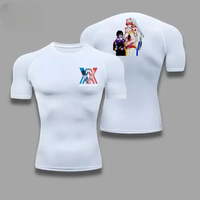 Fitness Sportswear Teenagers Tshirt Zero Two Darling Graphic Tight Training Clothes Boys Compression Running Basketball Clothes