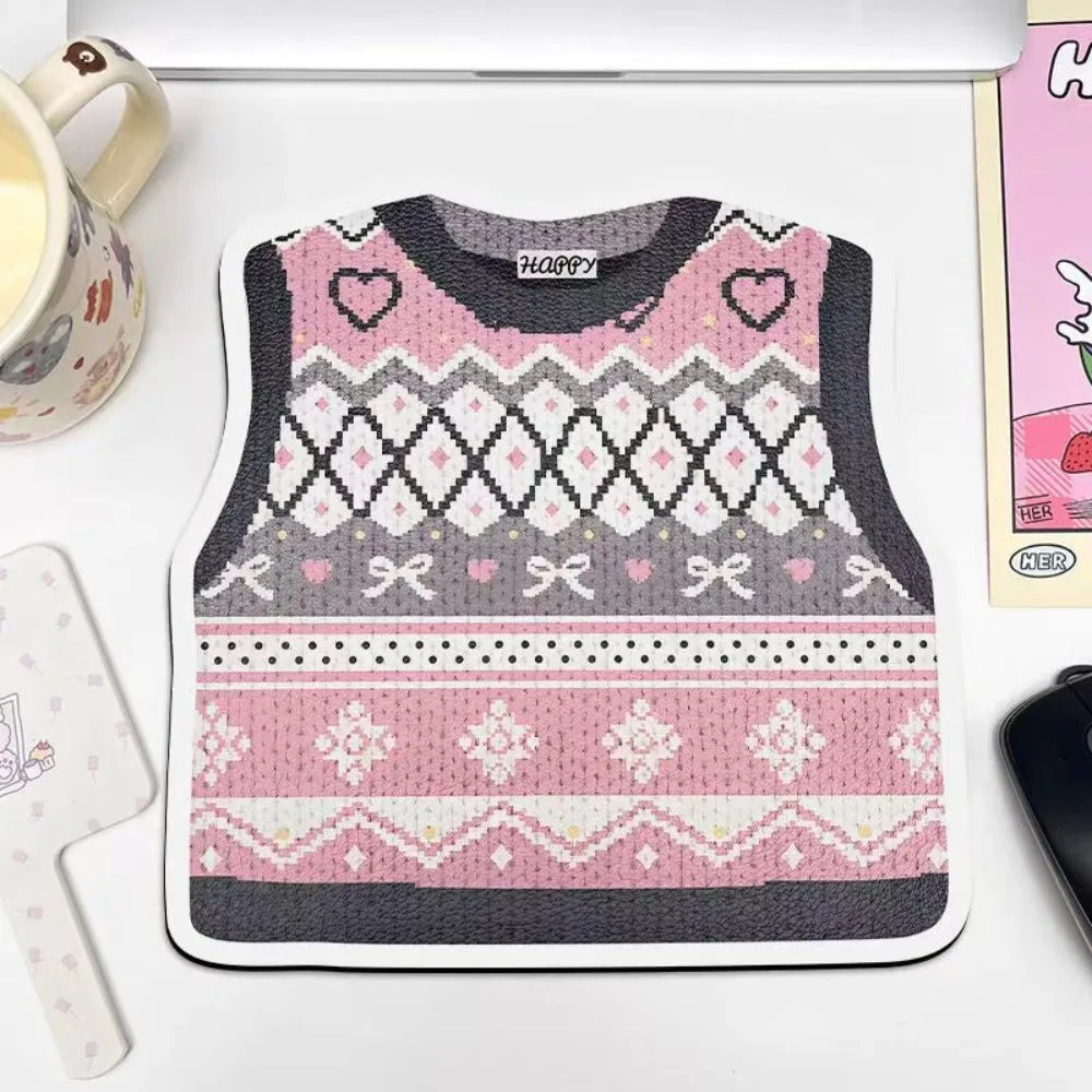 Simulated Printing Knitted Sweater Mouse Pad Desk Anti-Slip Sweater Mouse Mat Cute Cartoon Keyboard Mice Mat Office Supplies