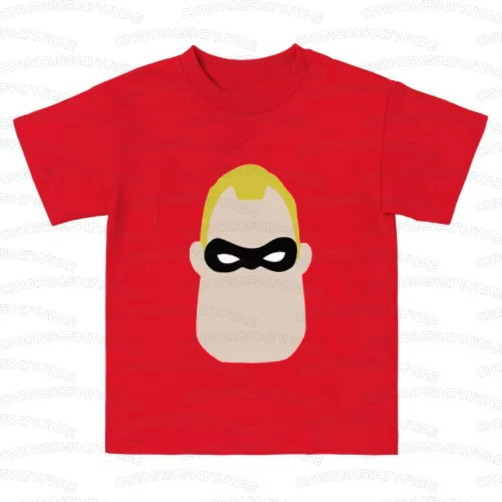 Sommer-Kinderhemd, Familienhemd, Urlaubshemd, Baumwolle, kurzärmelig, für Kinder und Erwachsene, Eltern-Kind-T-Shirt „Die Unglaublichen“. – Detail 6