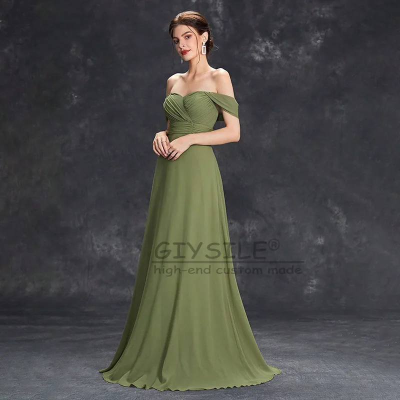 فساتين سهرة GIYSILE مخصصة بكتف واحد 2025 فستان رسمي للنساء للحفلات من الشيفون الأخضر فستان حفلات فيستدوس دي فييستا