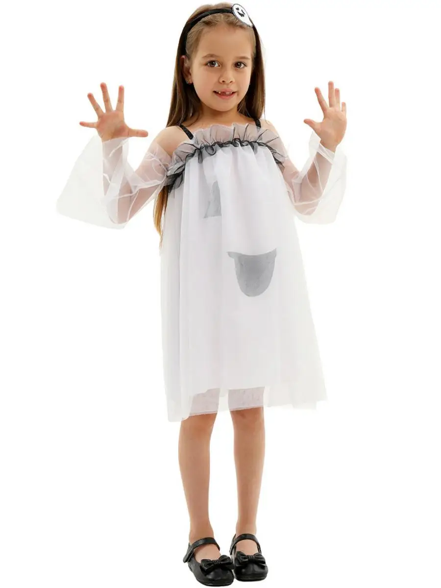 زي الهالوين للأطفال، طقم أداء مسرحي، فستان تنكري للفتيات، زي شبح، أداء مسرحي، مصنوع من ألياف البوليستر #3