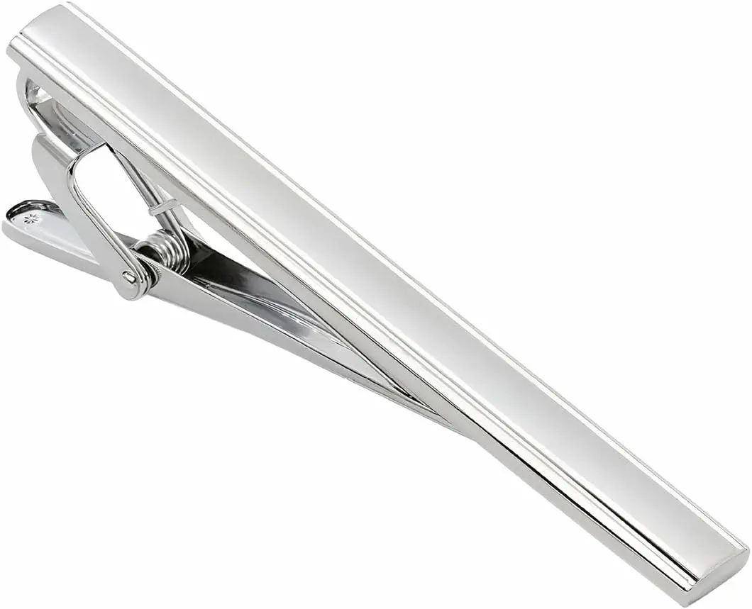 

Men's Stainless Steel Tie Clip, Simple Tie Bar for Business & Wedding, Silver