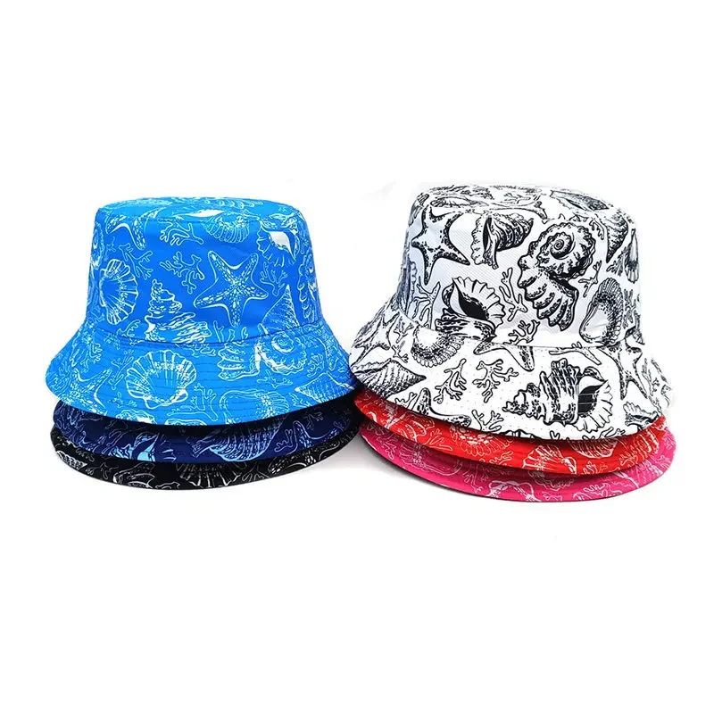 Spring Polyester Cartoon Print Bucket Hat Fisherman Hat Outdoor Travel Sun Cap For Men And Women 01